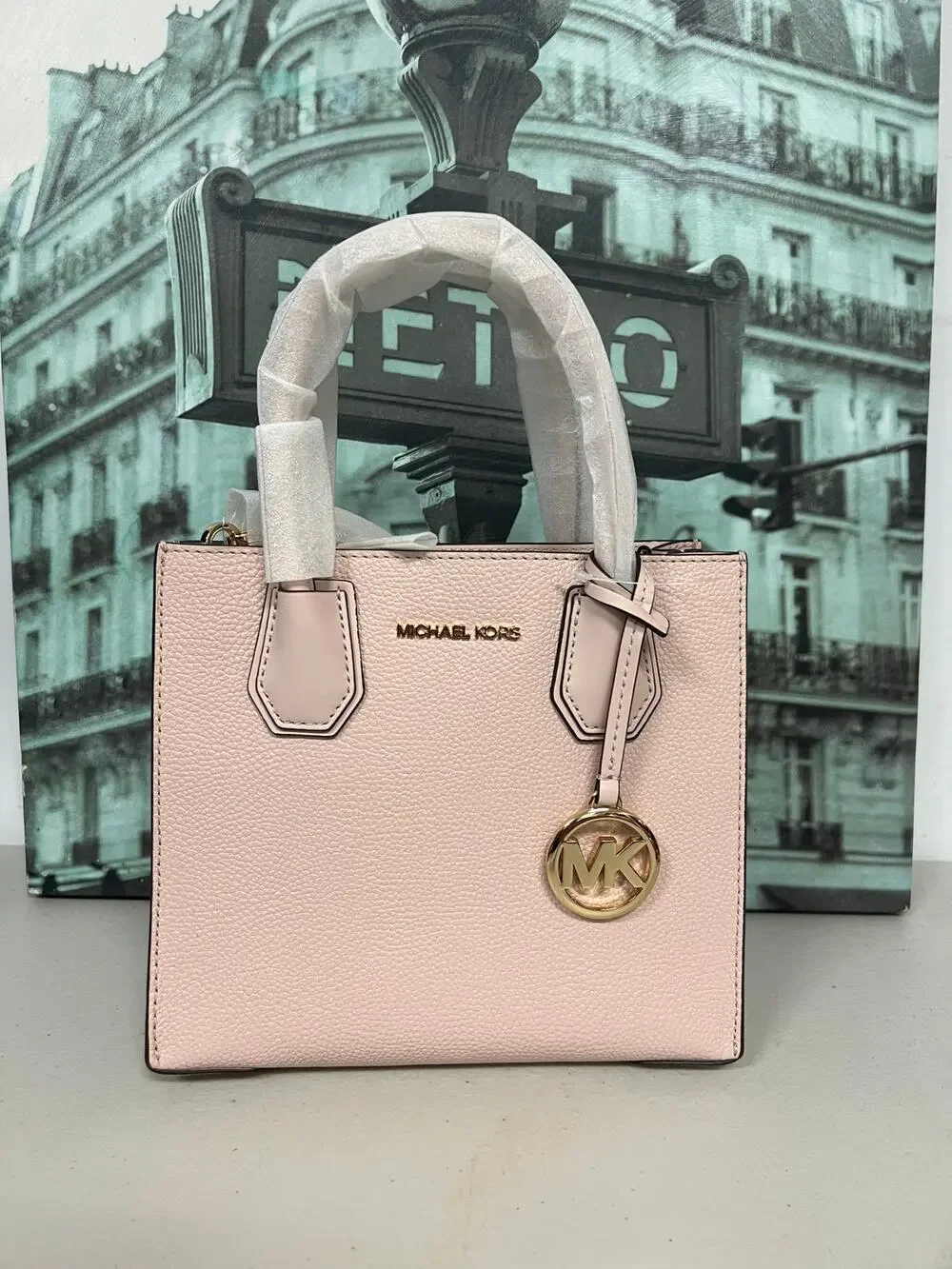 Michael Kors 35S1GM9M2L Mercer Medium Pebbled Leather 2-Way Satchel Crossbody